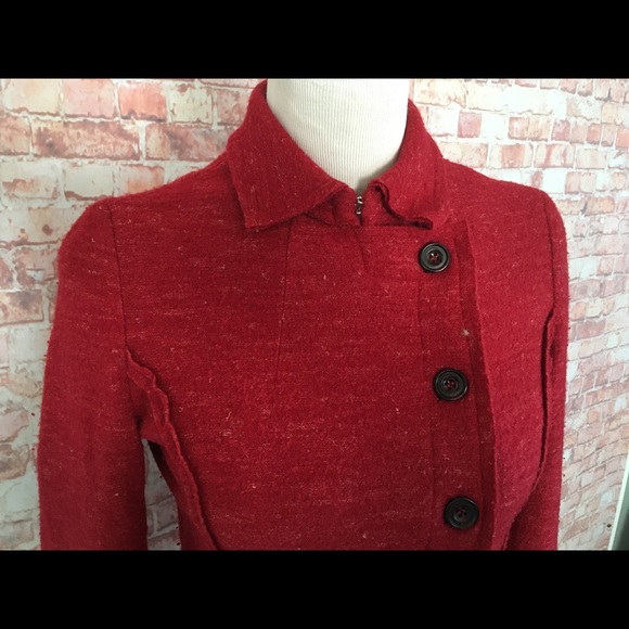 Free People Red Scrunch Sergeant Jacket - Picture 3 of 5